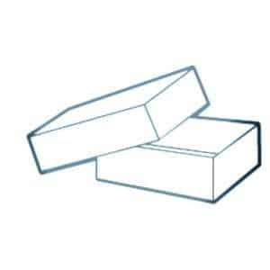 Line diagram of a full telescoping shoe-style box